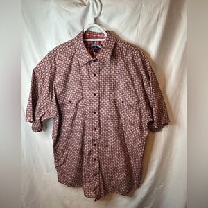 Panhandle Cowboy Western Short Sleeve Pearl Snap Button Up Shirt Size Large